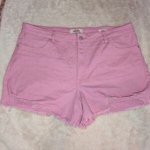 Wrangler Pink Jean Shorts with Frayed Hem